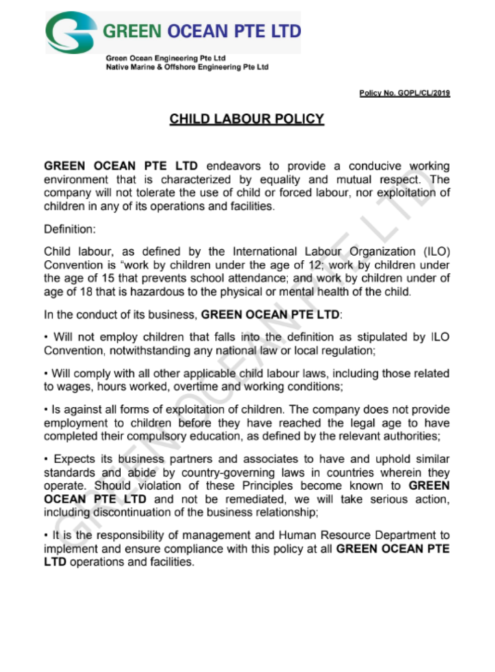 Child Labour Policy